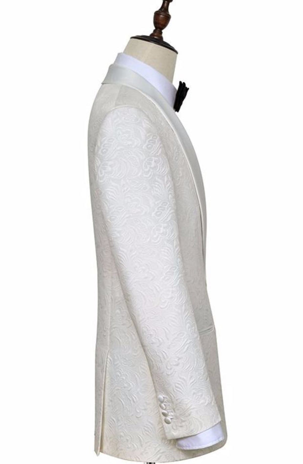 White Wide-Shawl Lapel Tuxedo - Resso Roth