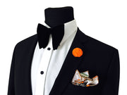 Black Velvet Bowtie + Pocket Square + Lapel Pin - VINTAGE COMBO SET - Resso Roth