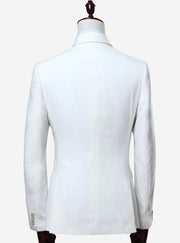 Pearl White Double-Breasted Wide Lapel Tuxedo - Resso Roth