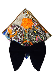 Black Velvet Bowtie + Pocket Square + Lapel Pin - VINTAGE COMBO SET - Resso Roth