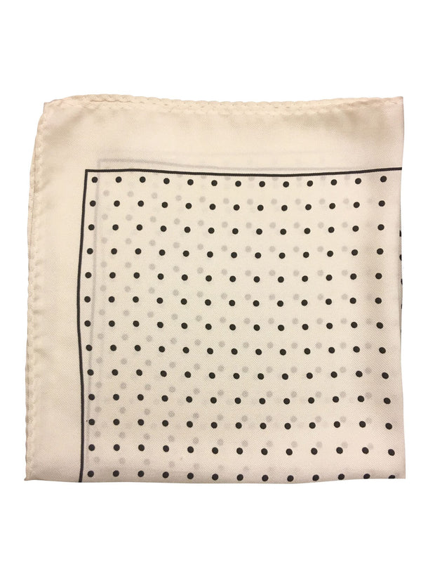 Silk White Polka Dot Pocket Square - Resso Roth