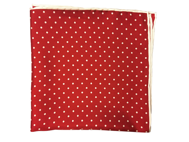 Silk Red White Polka Dot Pocket Square - Resso Roth