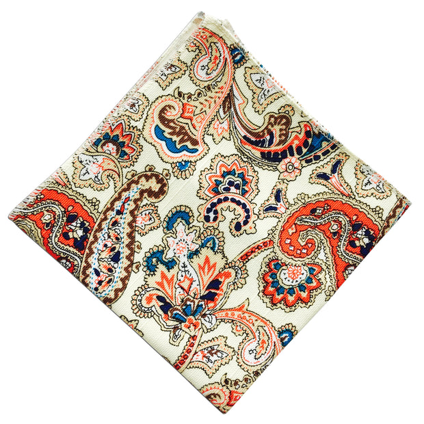 Biege Paisley Pocket Square - Resso Roth
