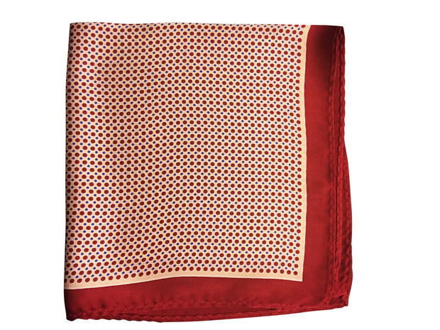 Silk Burgundy Polka Dot Pocket Square - Resso Roth