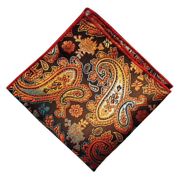 Burnt Orange Paisley Pocket Square - Resso Roth