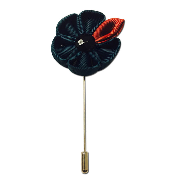 Green and Orange Flower Lapel Pin Boutonniere - Resso Roth