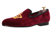 Burgundy Velvet King’s Crown Loafers - Resso Roth