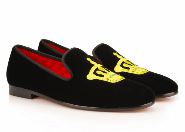 Black Velvet King’s Crown Loafers - Resso Roth