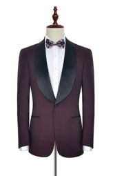 Burgundy Wide-Shawl Lapel Tuxedo - Resso Roth
