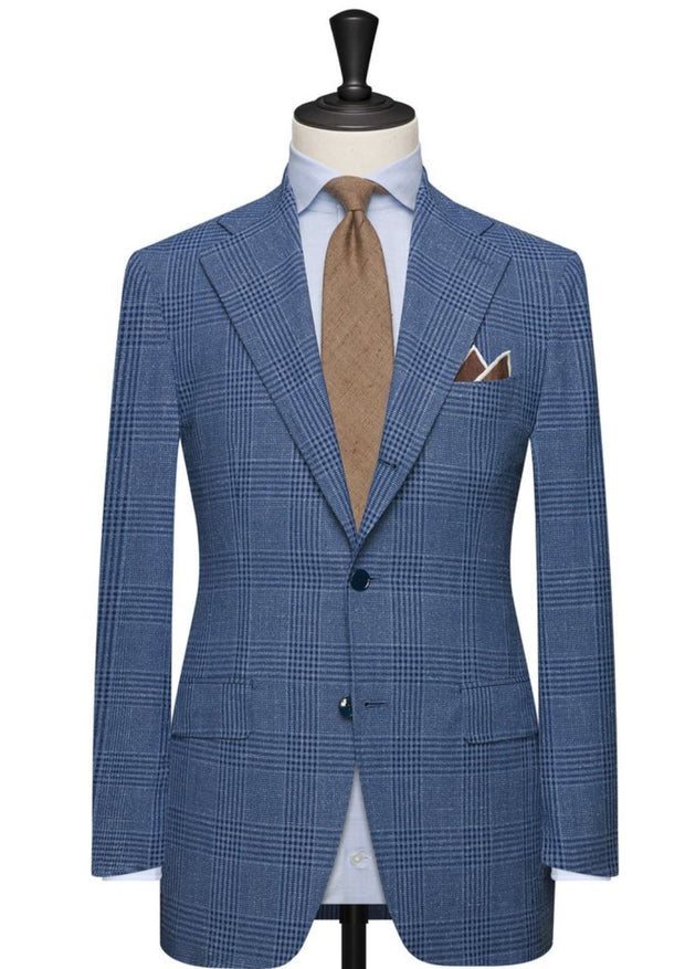 Blue Window-Pane Wide Lapel Suit - Resso Roth
