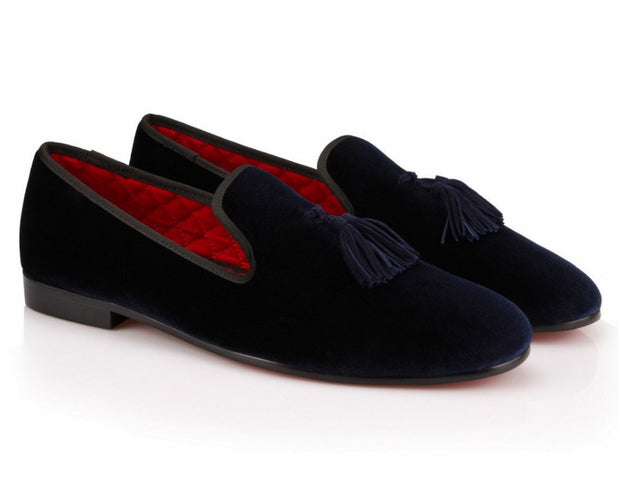 Black Tassel Velvet Loafers - Resso Roth