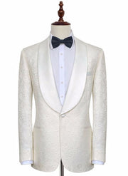 White Wide-Shawl Lapel Tuxedo - Resso Roth