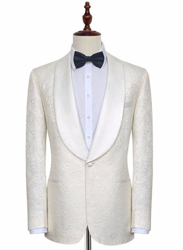 White Wide-Shawl Lapel Tuxedo - Resso Roth