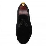 Black Tassel Velvet Loafers - Resso Roth