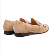 Tan Suede Double Monk Loafers