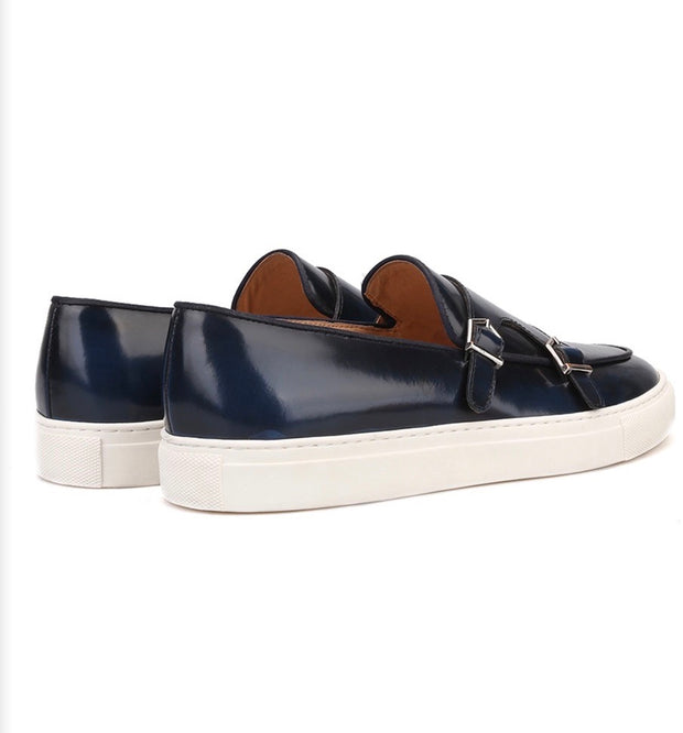 Black Patent Leather White Sole Slidders